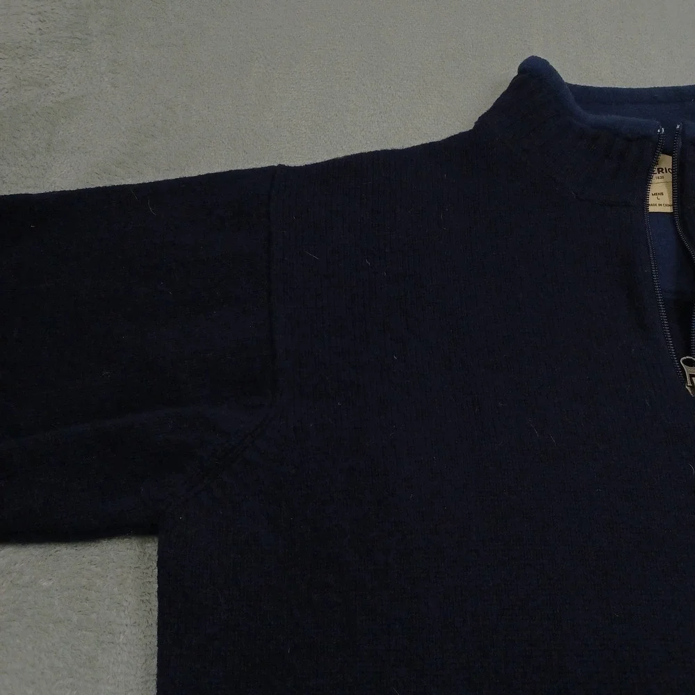 Woolrich Sweater Mens Large Blue 1/4‎ Zip Pullover Wool Outdoor Casual
